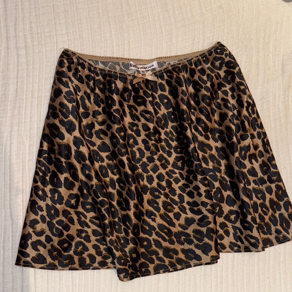 Reformation Edda Silk Skirt Leopard/Cheetah